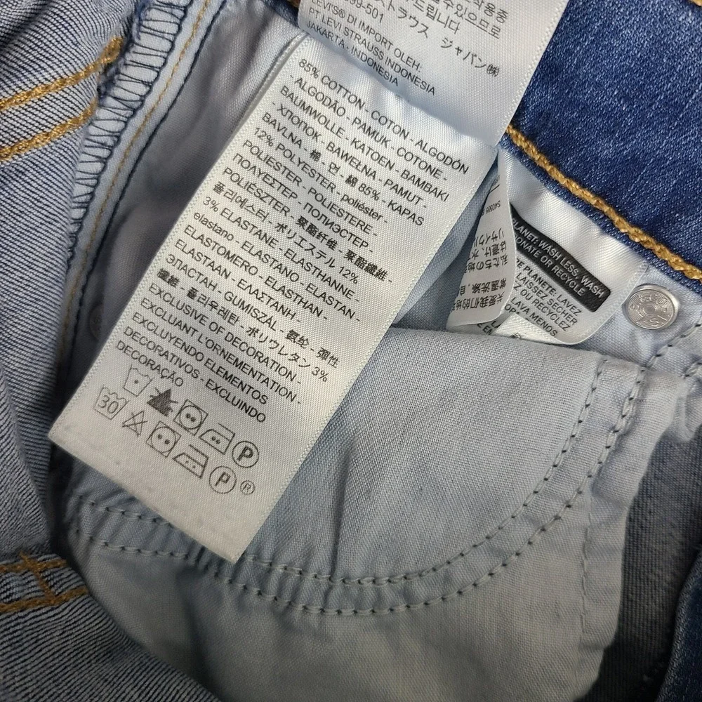 Levi's Jeans Womens 29x30 Blue Mile high Super Skinny Fray Medium Wash‎ Denim